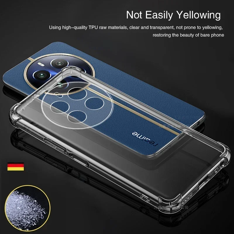 럭셔리 클리어 에어백 휴대폰 케이스, Realme 13 Pro Plus 4G 5G Realme13 13ProPlus 360 소프트 낙하 방지 에어백 커버, 충격 방지 아머