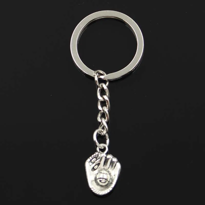 Fashion Keychain 20x14mm Baseball Glove Mitt Silver Color Pendants DIY Men Jewelry Car Key Chain Ring Holder Souvenir For Gift