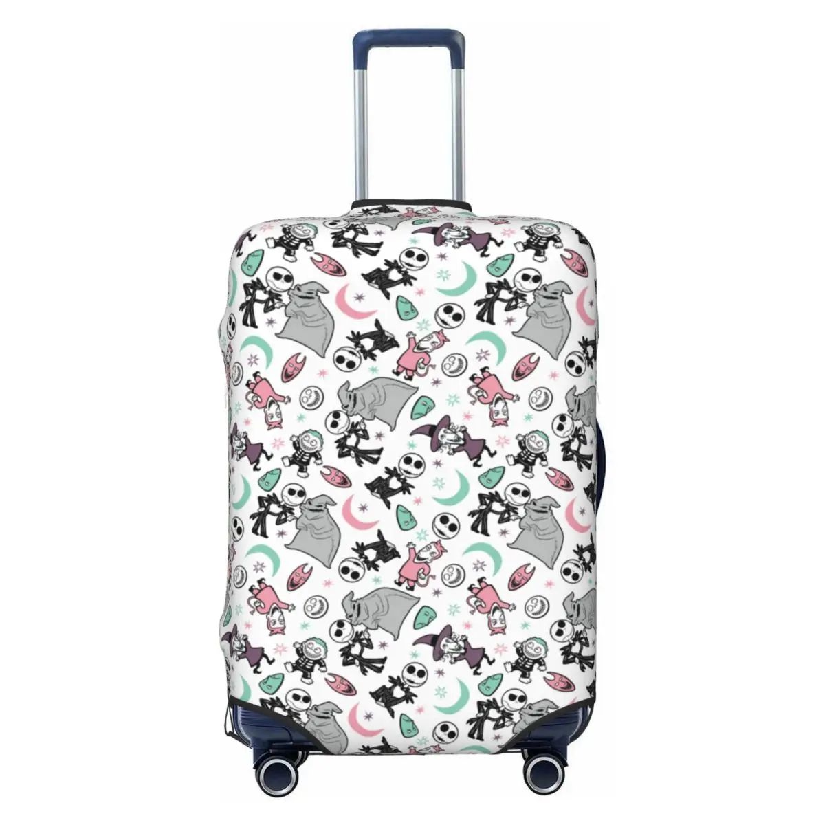 

Christmas Nightmare Skellingtons Pattern Suitcase Cover Elastic Halloween Skeleton Luggage Protective Covers for 18-32 inch