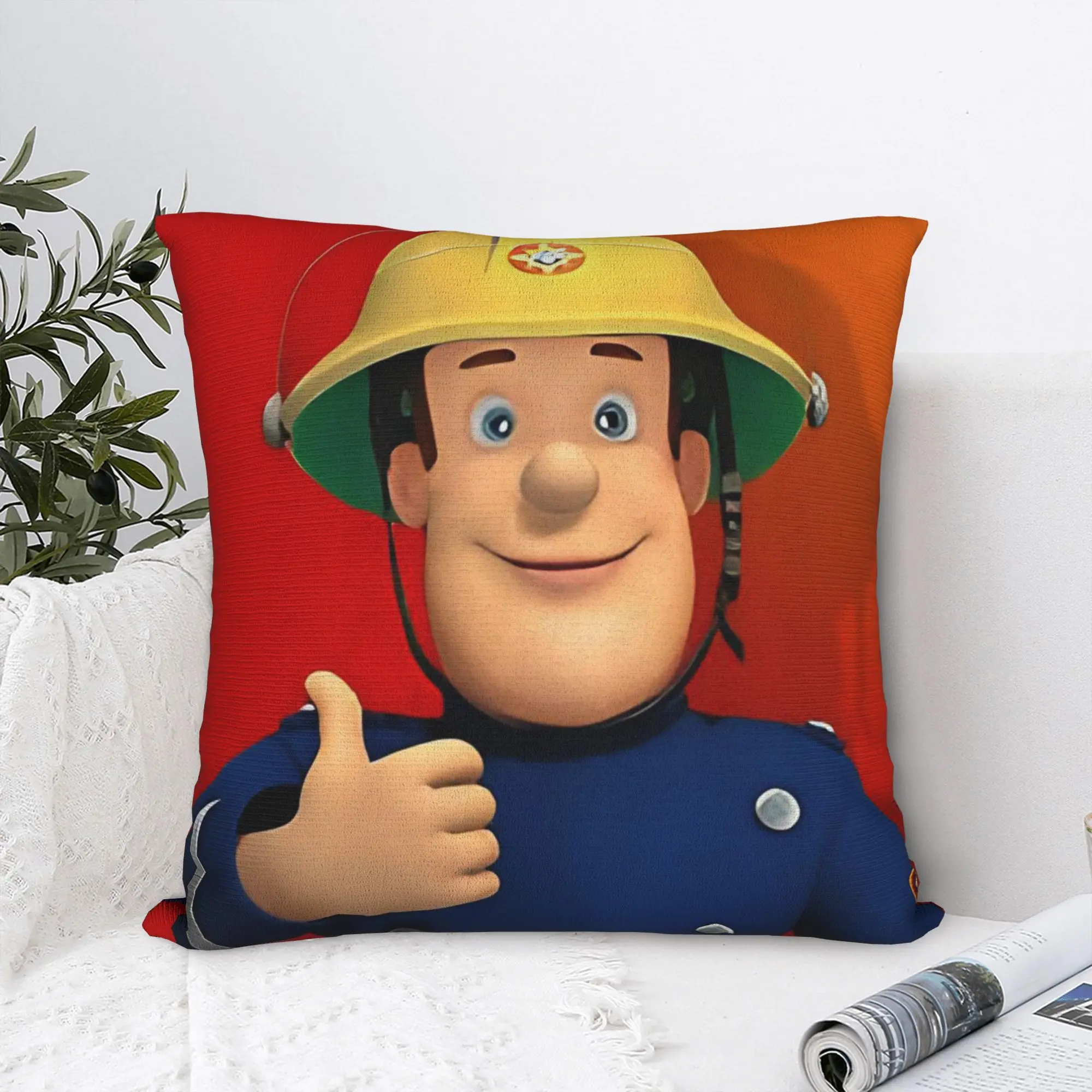 Fireman Sam Square Pillow Case Kids Movies Hero Cushion Cover Awesome Zipper Decor Pillowcover for Living Room 45*45cm