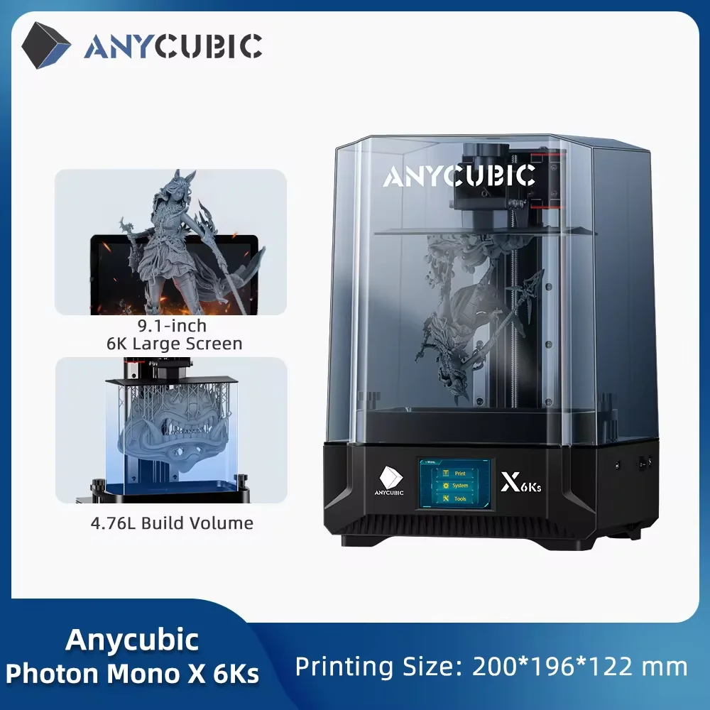 3D Printer ANYCUBIC Photon Mono X 6Ks LCD 9.1'' 6K Large Screen 3D Printing 4.76L Build Volume UV Resin SLA 3D Printers