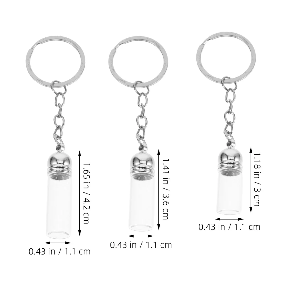 6 個の透明なガラスエッセンシャルオイルボトルキーホルダー小さな香水ボトルぶら下げキーホルダー収納瓶小さな瓶キャップ付き