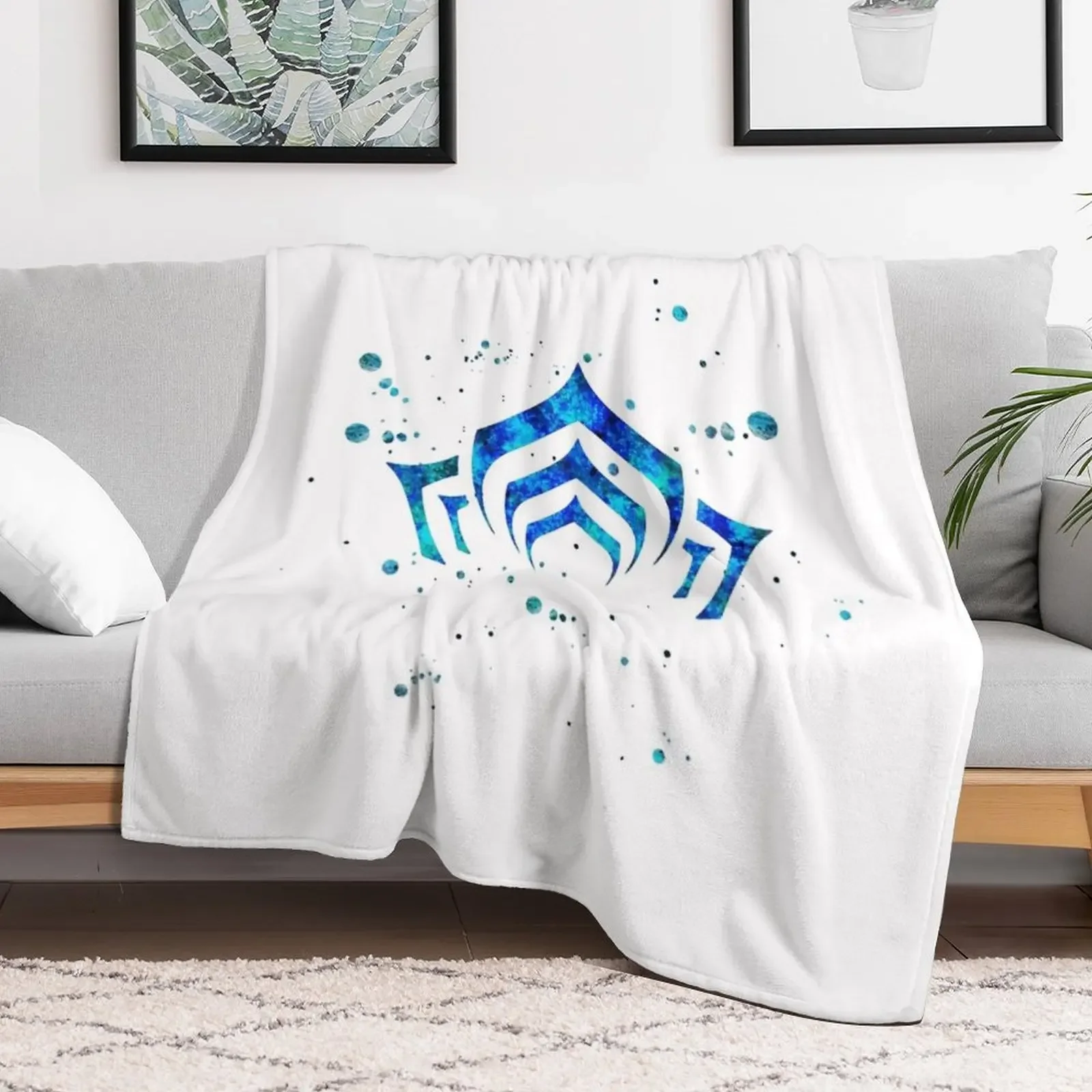 Warframe Logo Watercolor Throw Blanket Warm Accent Blanket for Living Room Decoration