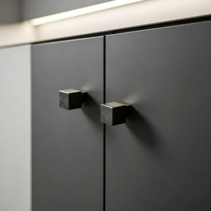 1PC  Retro Industrial Style Antique Silver Single Hole Brass Handle Cube Minimalist Black Gray Small Handle