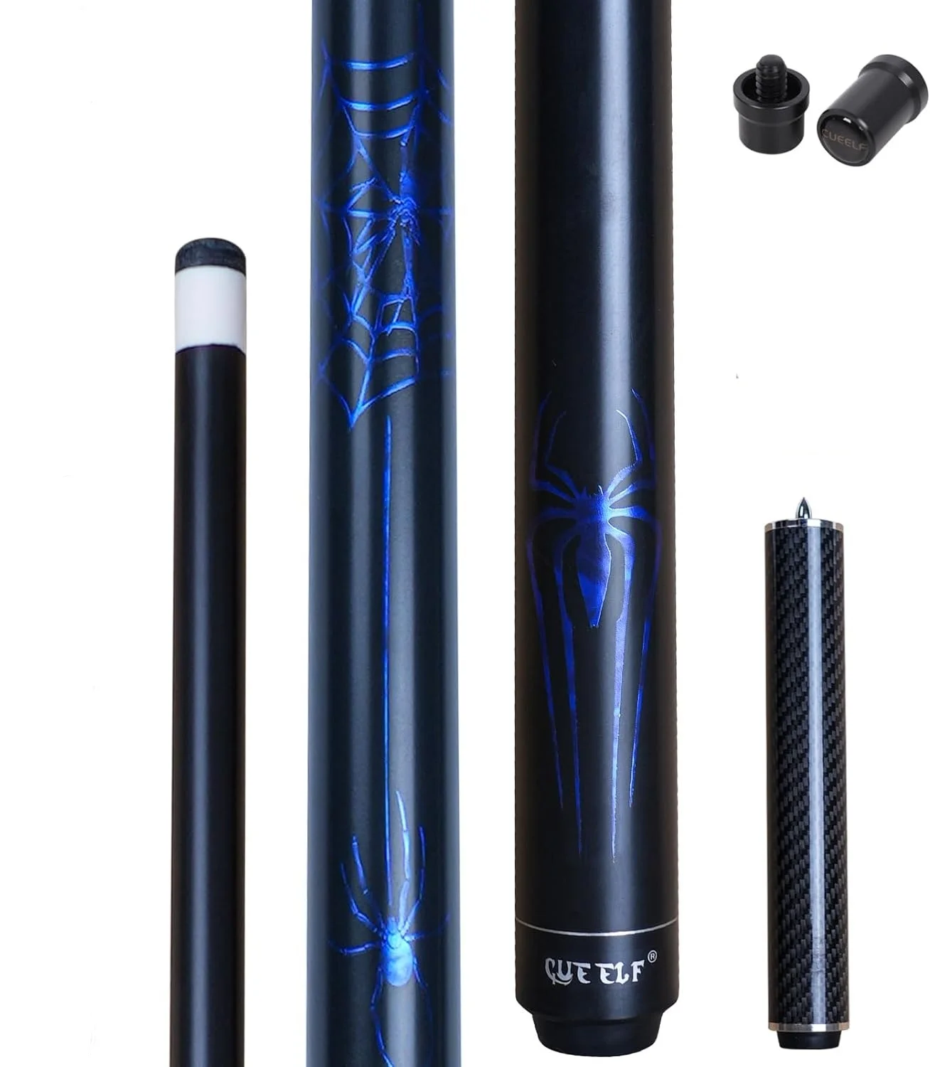 Pool Cue Stick 58 inch Spider Professional Billiard Pool Cue Tip 13mm Spray BlackPool Extension