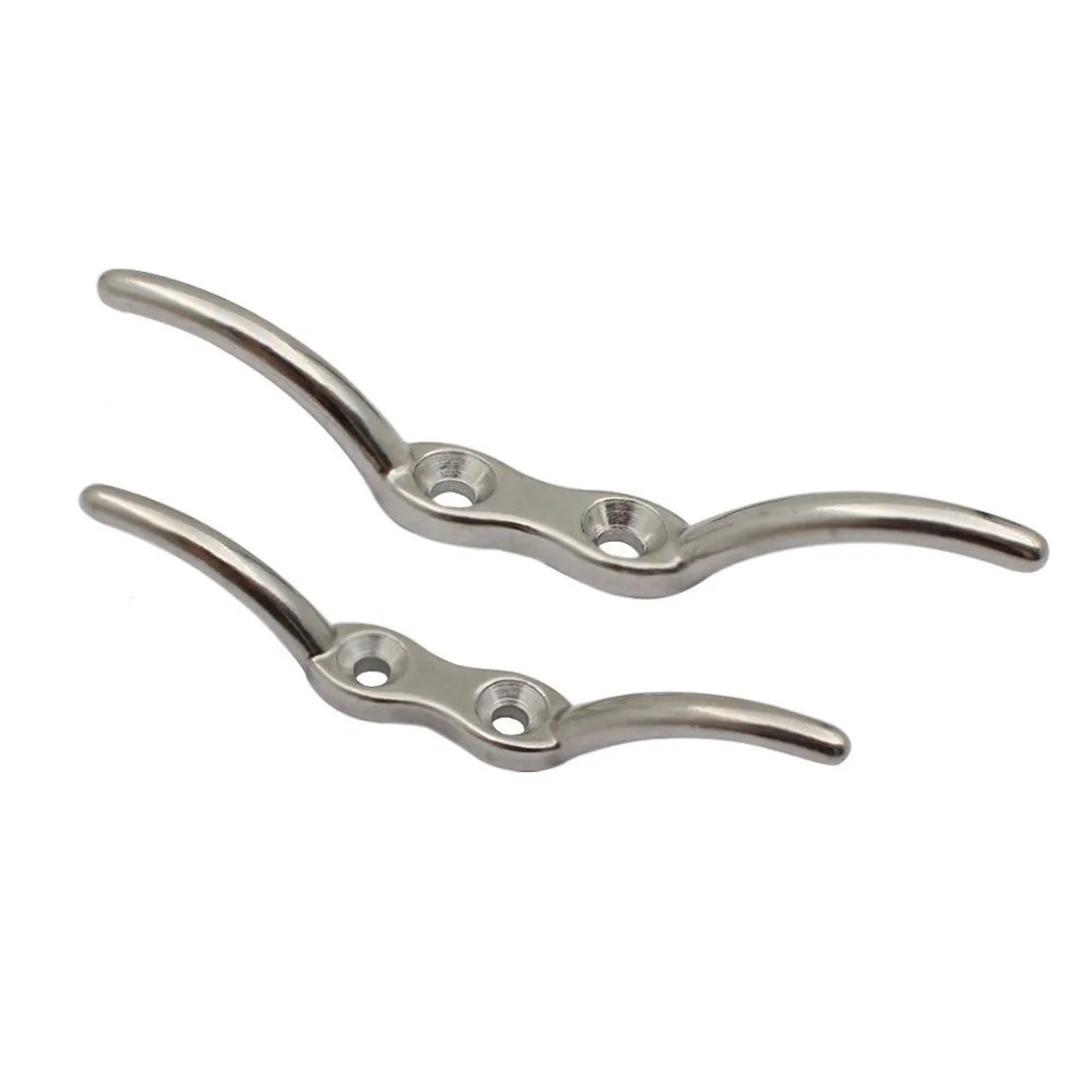 2 Pcs 316 Stainless Steel Boat Cleat, Flag Hook & Rope Fastener, Marine Hardware