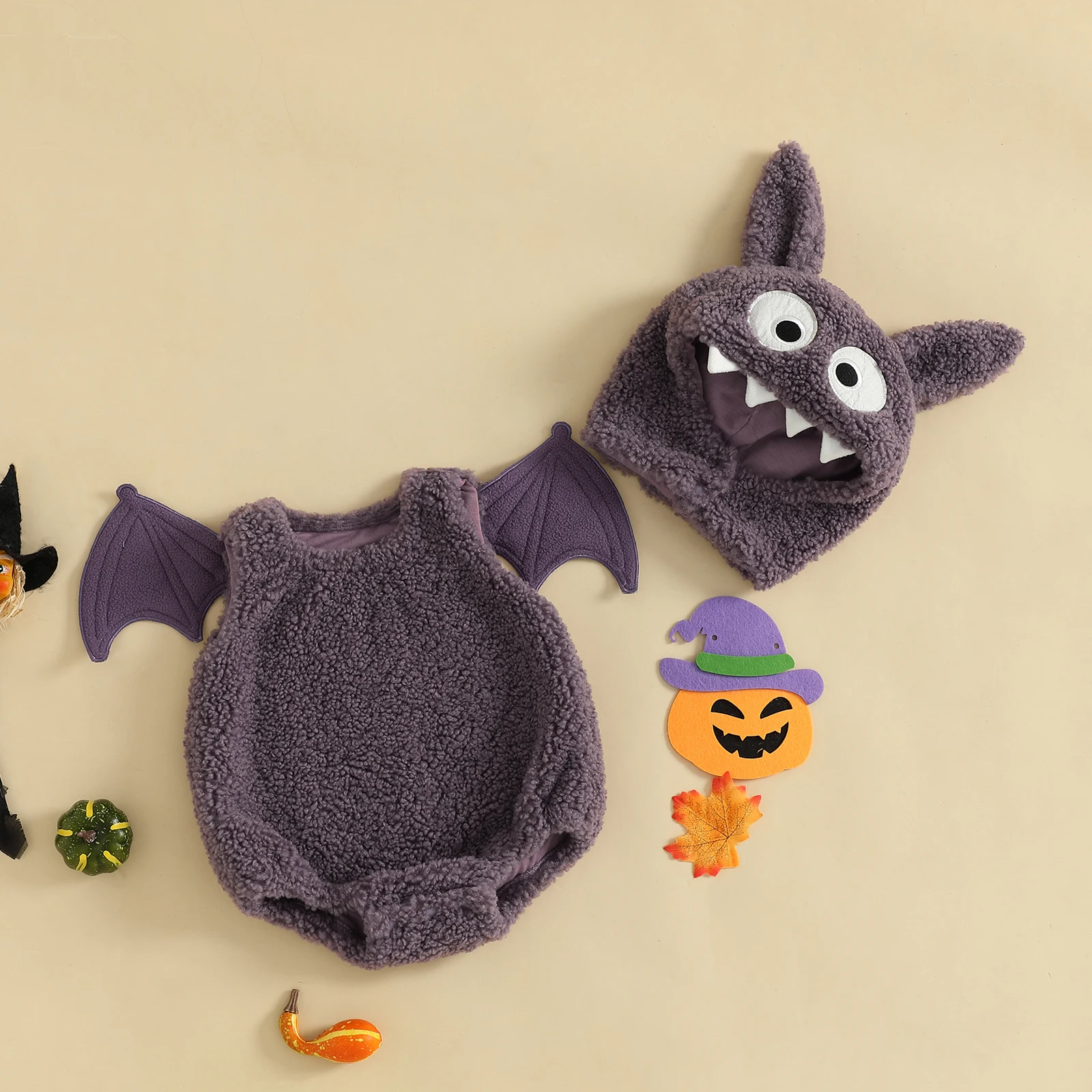 

Lioraitiin Kids Boys Halloween Costume Cute Infant Bat Wings Romper and Hat Set for Toddler Cosplay Party Holiday Outfit