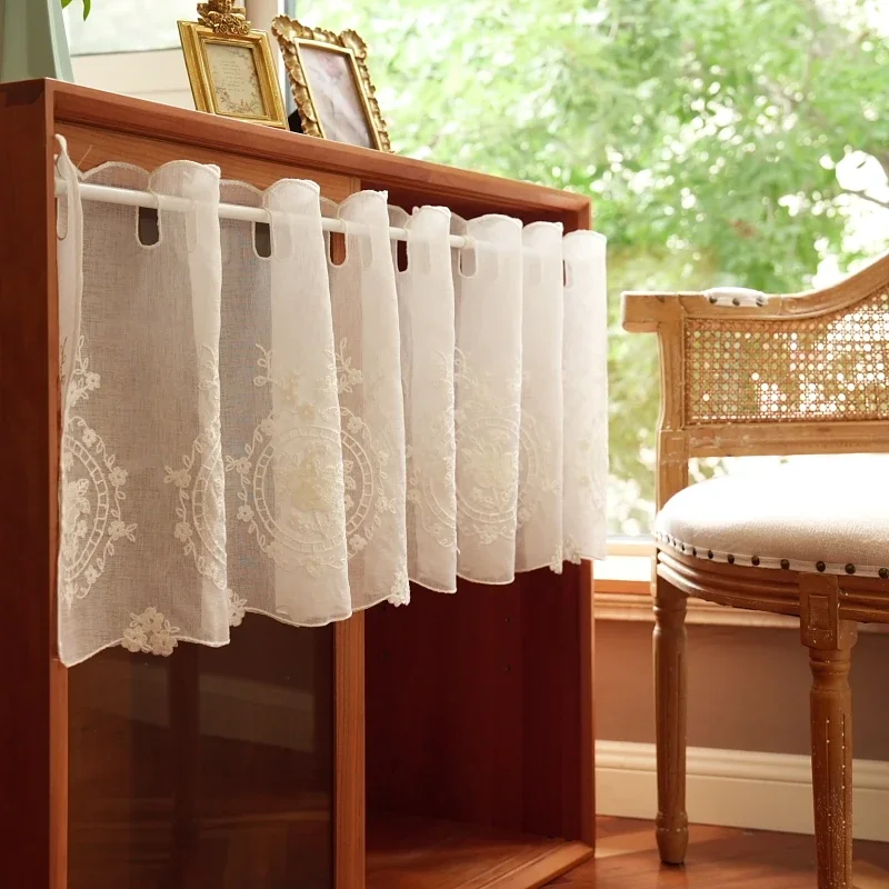 Nordic new Chinese half curtain cabinet door curtain shading yarn mirror flower half curtain