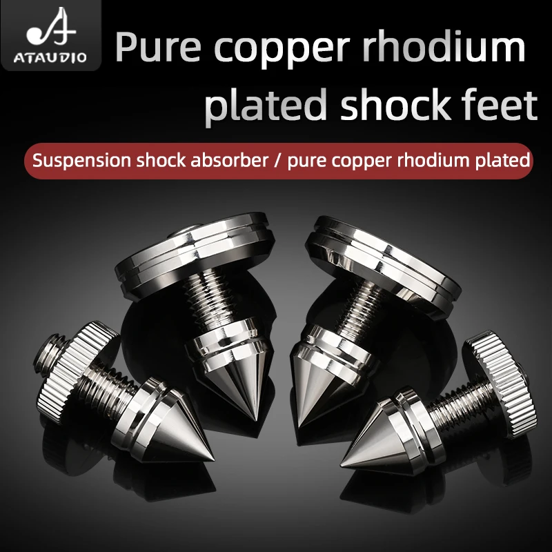 Hi-end 4 PCS Speaker Feet Spikes Pure Copper Rhodium Plated Adjustable Height Shock Absorber feet pegs for CD Player Speakers