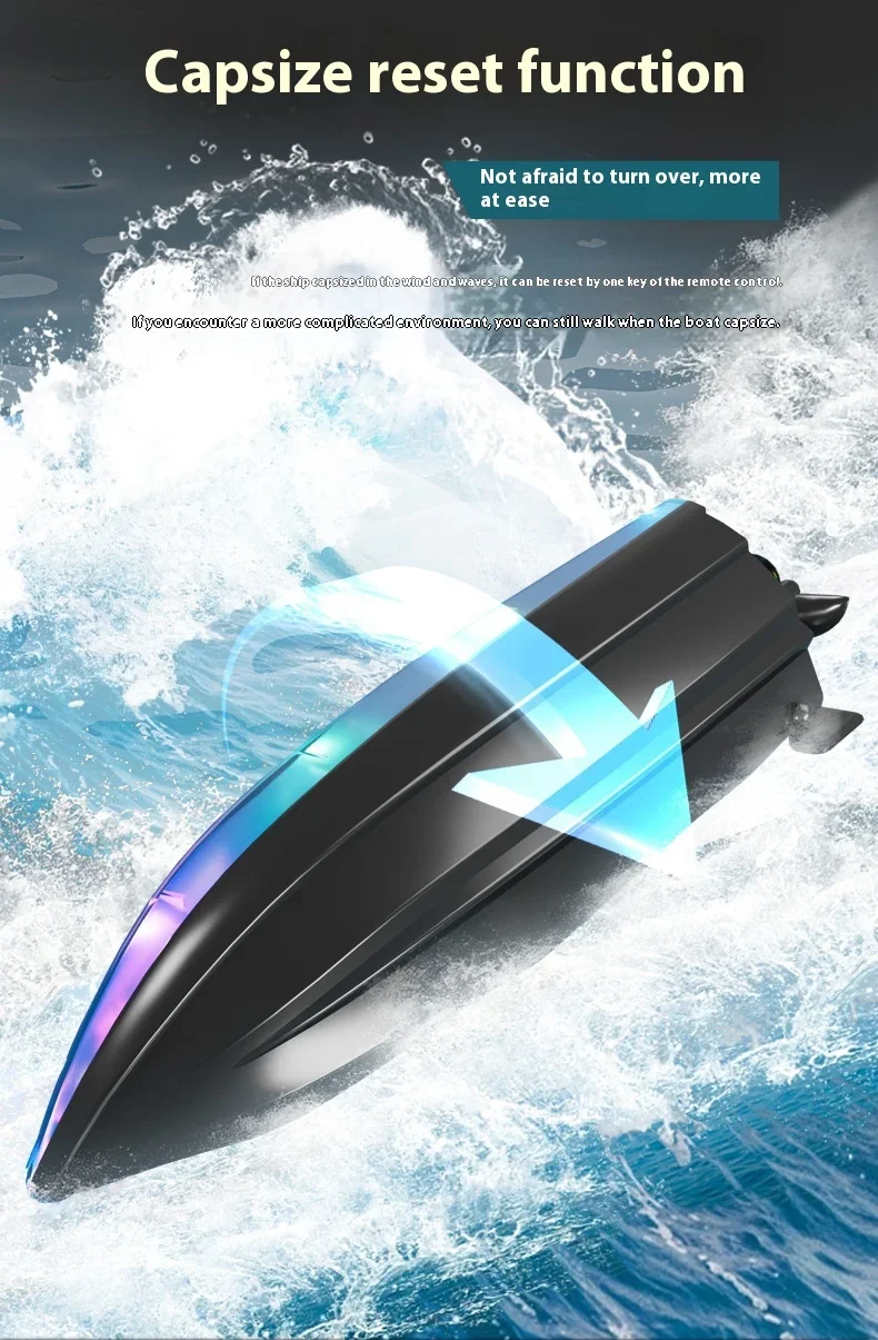 2.4G RC Speedboot Hoge snelheid afstandsbediening Boot Dual Motor Racing Schip Elektrisch Waterdicht Onderzeeër Outdoor Speelgoed Kind Volwassen Cadeau