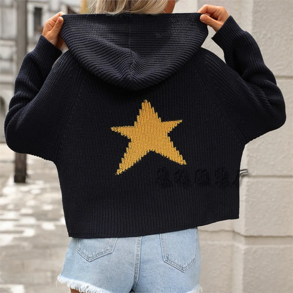 Hip Hop Knitted Men Women Sweater 2024 Star print Harajuku Fashion Couple Pattern Printing Loose Tops Casual Streetwear Pullover