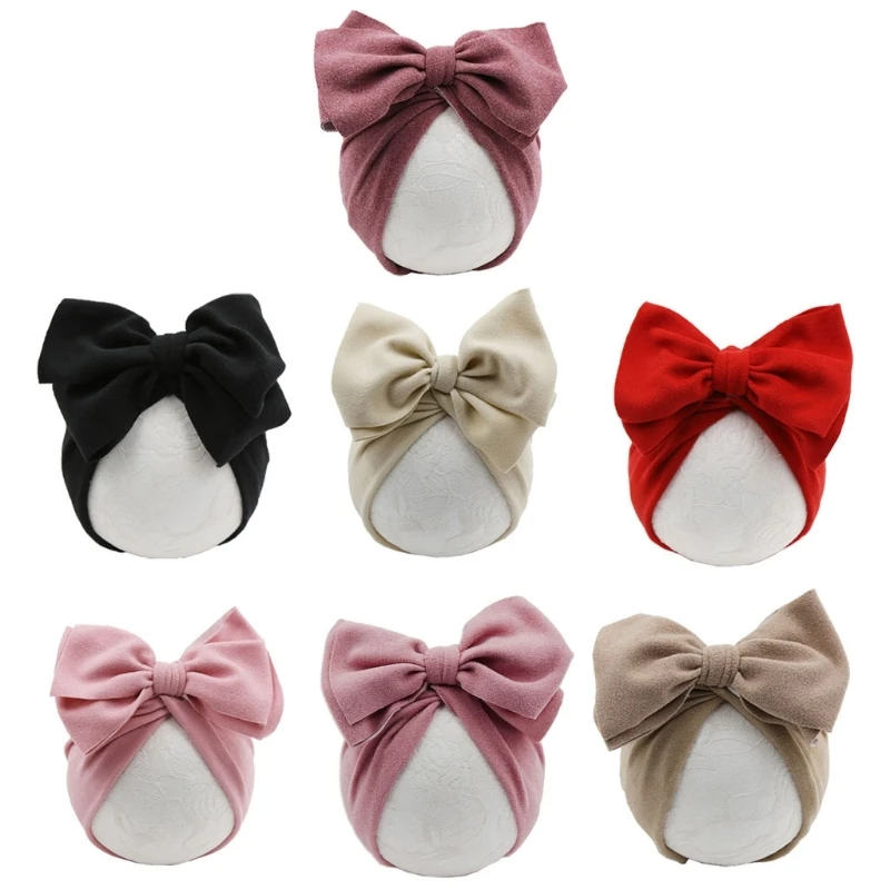 Girls Big Bow Turban Hat Newborn Photography Props Infant Baby Beanie