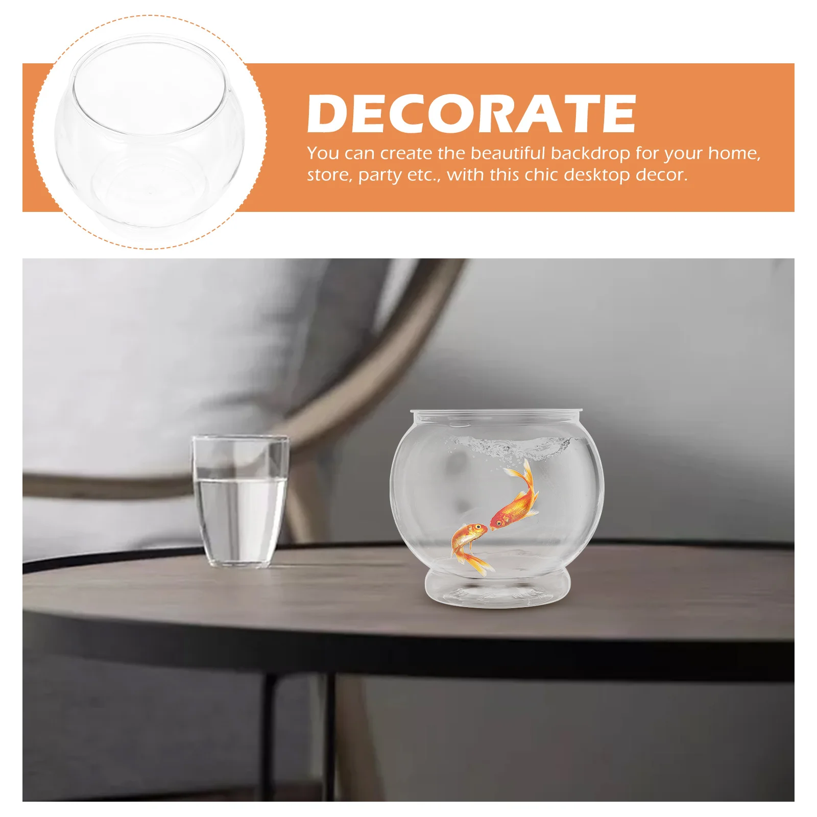 

Desktop Landscape Tank Clear Plastic Small Aquarium For Home Office Decor Bowl Pet Turtle Container Round