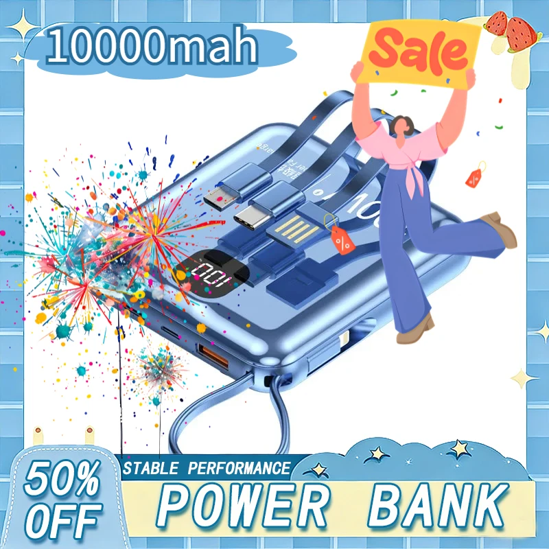 

Mini Power Bank 10000mAh Powerbank 100W Super Fast Charging For iPhone Samsung S24 Xiaomi External Battery Pack Portable Charger