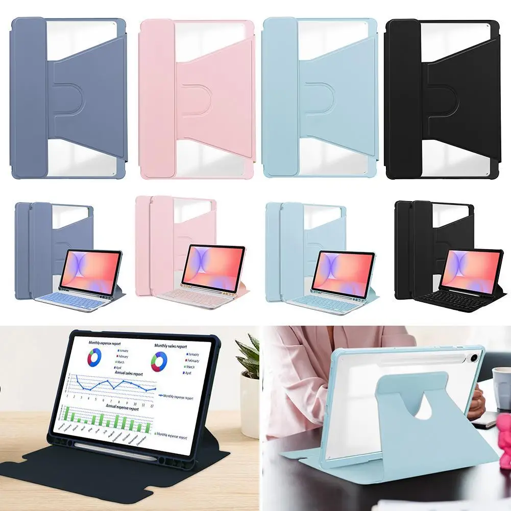 Case For Samsung Tab S10 Lite SM-X400 Tablets Transparent 360°rotary Keyboard Tablet Computer Case