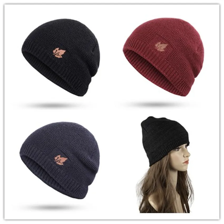 

Maple Leaf Wool Caps Unisex Winter Knit Hats Keep Warm Skullies Fashion Elastic Beanies Hat Slouchy Crochet Headwear Cap Soft