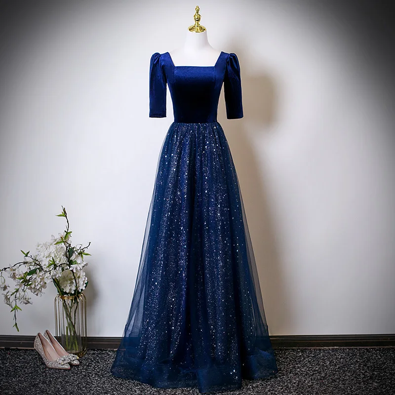 NOVEDAD DE VERANO 2025, vestido de noche Sexy de encaje con lentejuelas, vestido de noche de media manga y cintura alta, vestidos de fiesta de noche personalizados para mujer