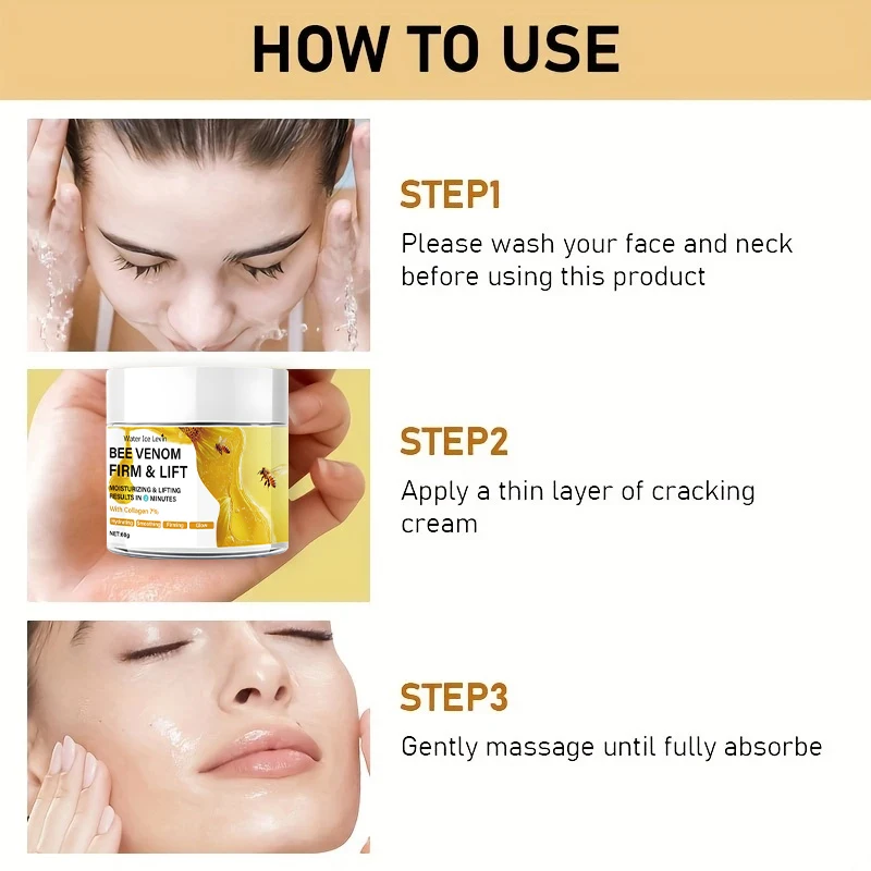 Крем-лифтинг для лица Bee Vemon быстрого приготовления - 60г |     Укрепляющая и омолаживающая кожу, разглаживающая тонкие линии и морщины. |     Все типы кожи