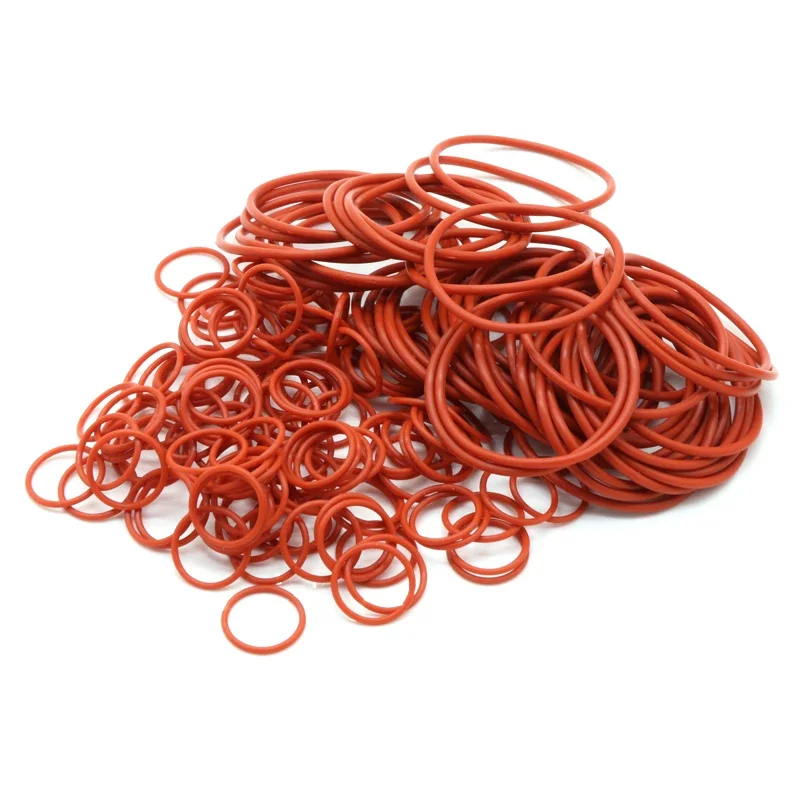 50Pcs VMQ O Ring Gasket CS 1mm OD 3 ~ 50mm Waterproof Washer Silicone Rubber Insulate Round O Shape Seal Red Food Grade