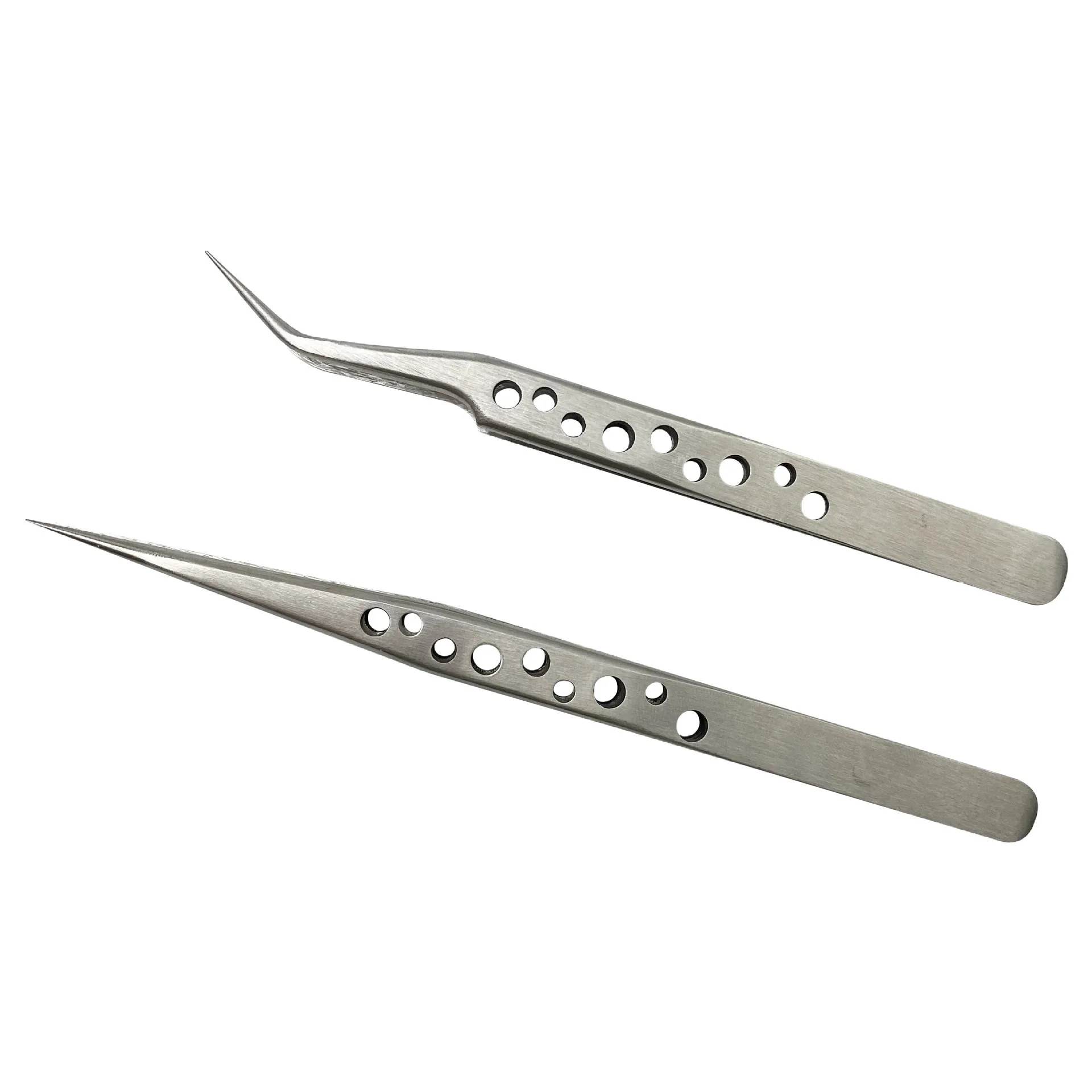 Perforated stainless steel gem Diamond tweezers Straight nose tweezers Curved nose tweezers Jewelry tools