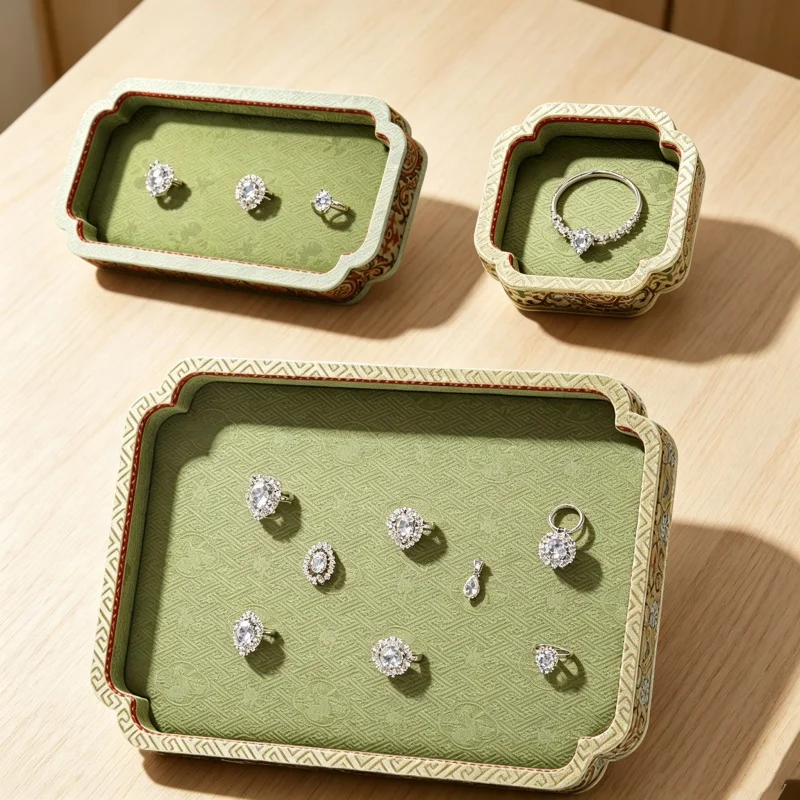 

Premium Chinese Court Brocade Tray, Hand Chain & Jade Bangle Appraisal, Velvet Lined Storage & Counter Prop