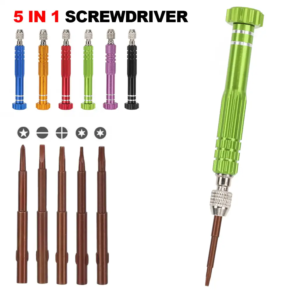 5 in 1 Screwdriver Set Aluminum Alloy Screwdriver Repair Kit Bearing Disassembly Slotted Cross Bits For iPhone Android Computer