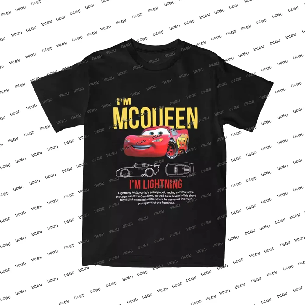 تيشيرتات قطنية من The Car Lighthing McQueen&Sally مع بنطلون بيجاما كبيرة الحجم تناسب النساء والرجال والأزواج ملابس هدايا عيد الميلاد