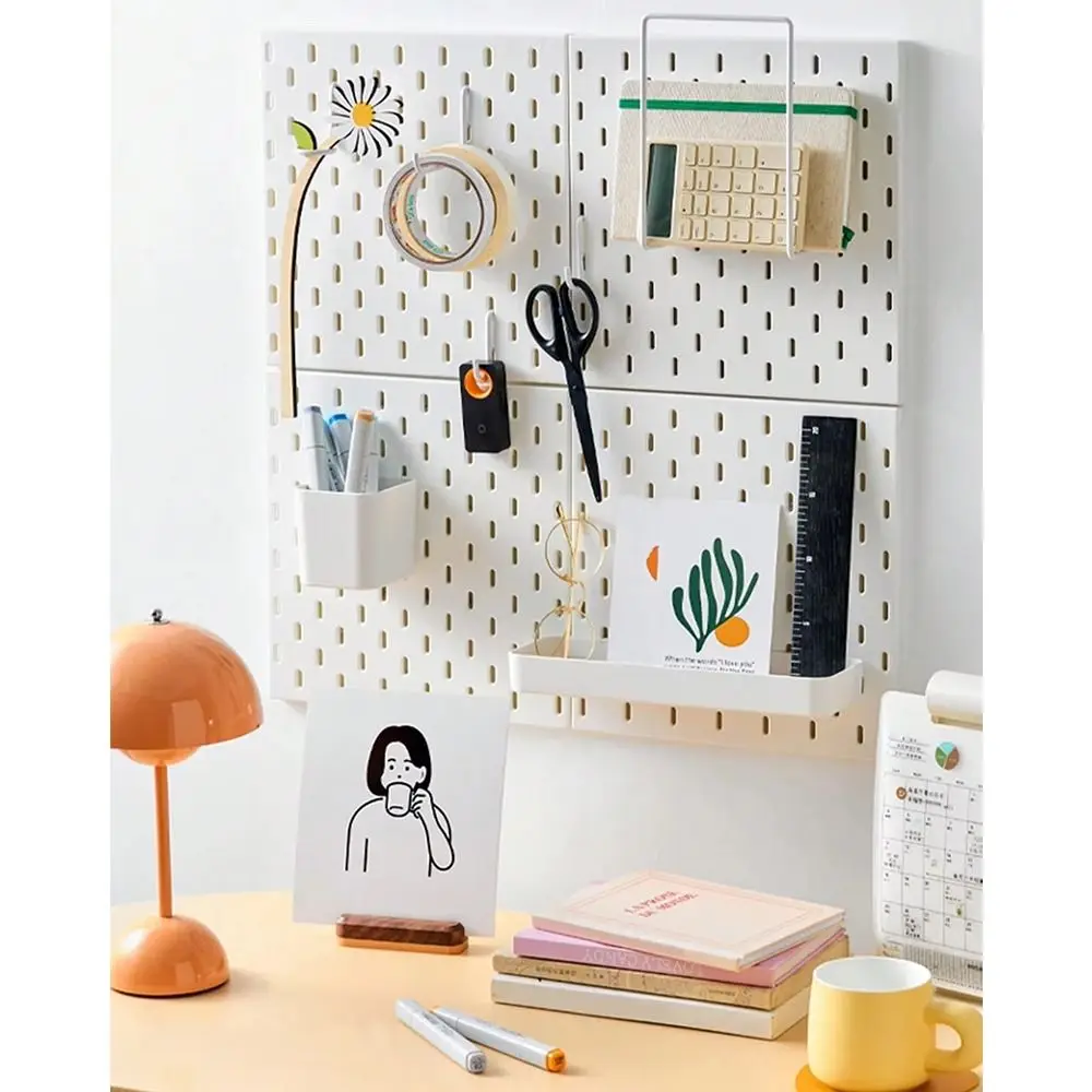 New Wall-Mounted Storage Board DIY Space-Saving Pegboard with Hooks Storage Display Rack for Kitchen Bedroom Bathroom Study Room