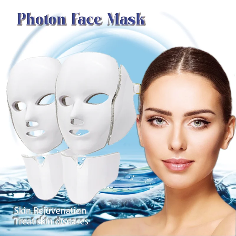 

7 Colors LED Facial Mask with Neck LED Mask Skin Rejuvenation Anti Acne Beauty Face Lifting
