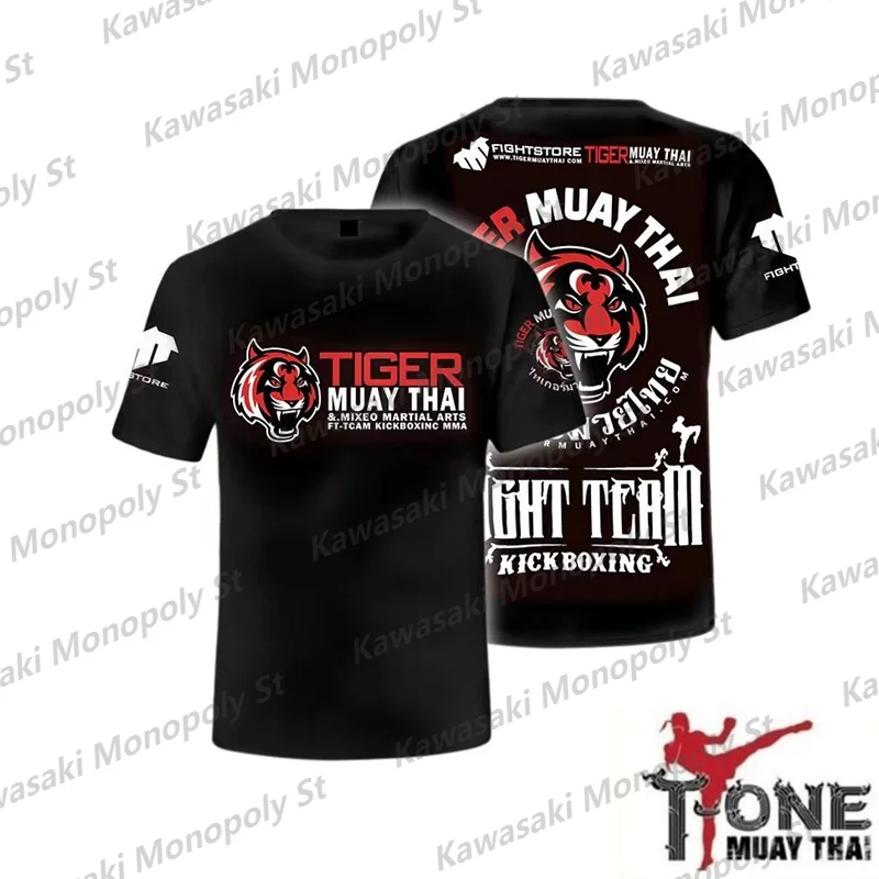 2024 New Summer Men MMAA Thai Tiger Boxing Gym arti marziali miste tuta da allenamento ad asciugatura rapida KID/t-shirt con scollo a o per adulti