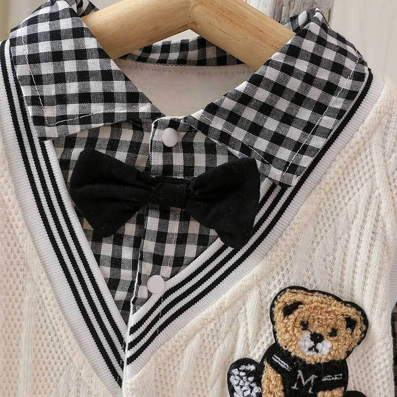 One-Piece Baby Romper Knitted Cartoon Bear Baby Boys Girl Clothes Long Sleeves Autumn Kids Jumpsuits Toddler Infant Clothing