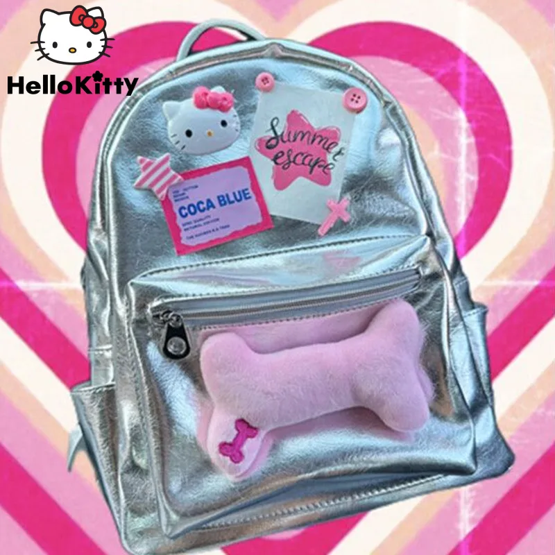 

Sanrio Hello Kitty Spicy Girl Fashion Bags Star Design Aesthetic Backpacks Women Luxury Shoulder Bag Girl Korean Small Schoolbag