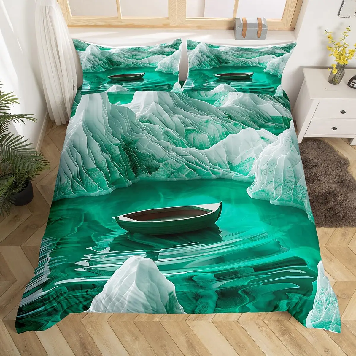 Smoky Mountain Forest Bedding Sets National Park Comforter Cover Misty Green Tree Duvet Cover Set Natural Scenery Quilt Cover