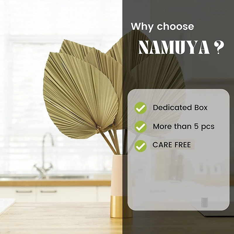 Dried Palm Leaves Room Decor 5 Pieces - 18Inch H X 10Inch W Large Natural Palm Leaf Decor For A Beautiful Boho Look