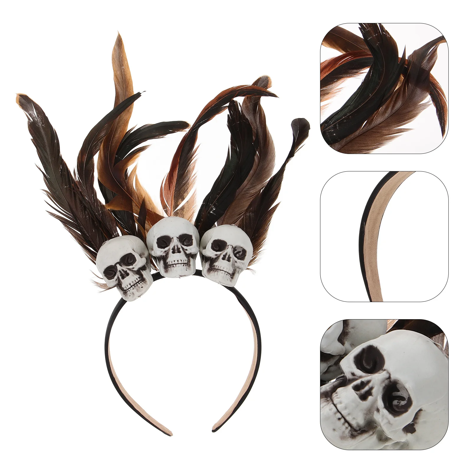 

Skull Headband Halloween Headdress Cosplay Party Prop Artificial Plume Decor Women Headbands For Carnival