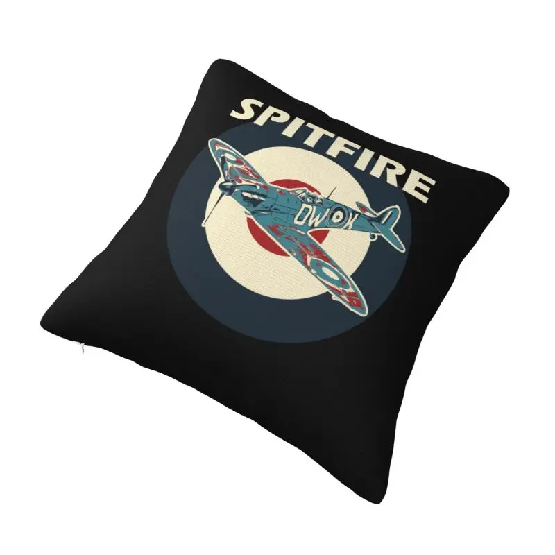 Custom Spitfires Aircraft Roundel WW2 War Plane Cushion Cover Soft Supermarine Airplane Throw Pillow for Sofa Car Square