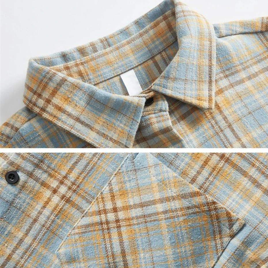Spring Autumn Long Sleeve Plaid Shirts Jacket Men Fashion Casual Plaid Shirts Big Size 5XL
