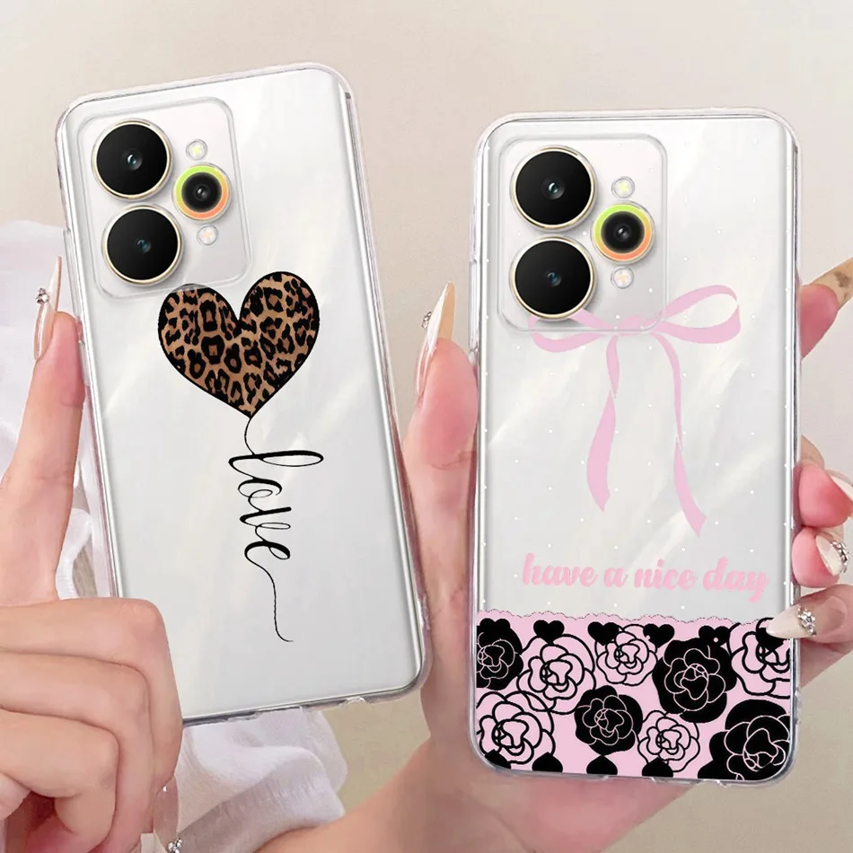 For Realme 15 15Pro 2025 Ins New Simple Style Pattern Phone Case For Realme15 15 Pro 5G Transparent TPU Soft Silicone Cases