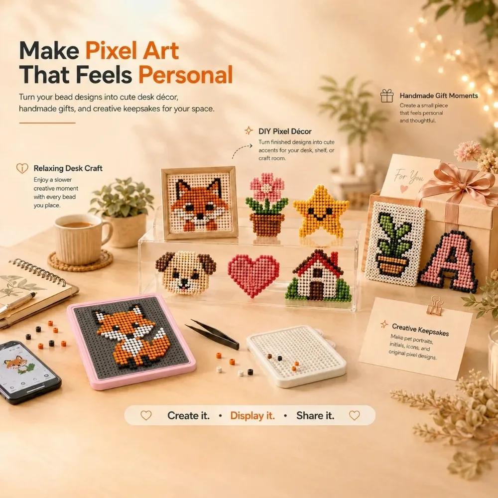 Smart LED Fuse Bead Board DIY Pixel Art Light Panel with App Pattern Guide Creative Home Decoration Gift