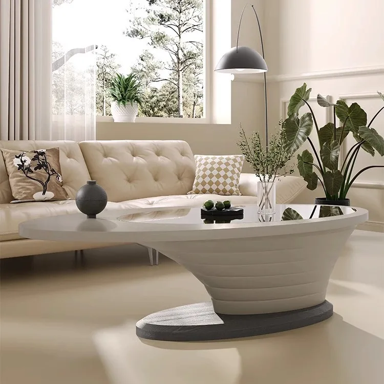 

Abyss coffee table special-shaped lacquer surface Internet celebrity tempered glass living room