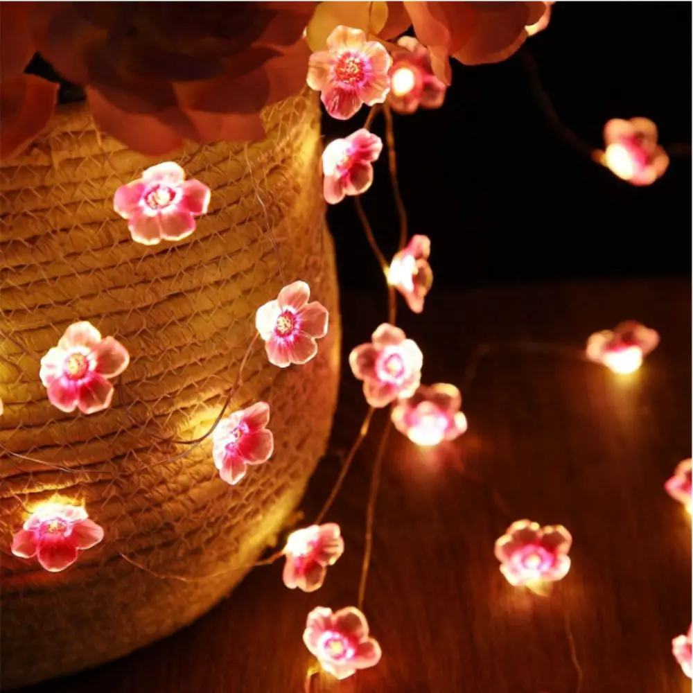 

Waterproof Cherry Blossom Fairy Lights 20/10LEDS 1M/2M LED String Lights Decorations Battery Powered Pink Flower String Lamps