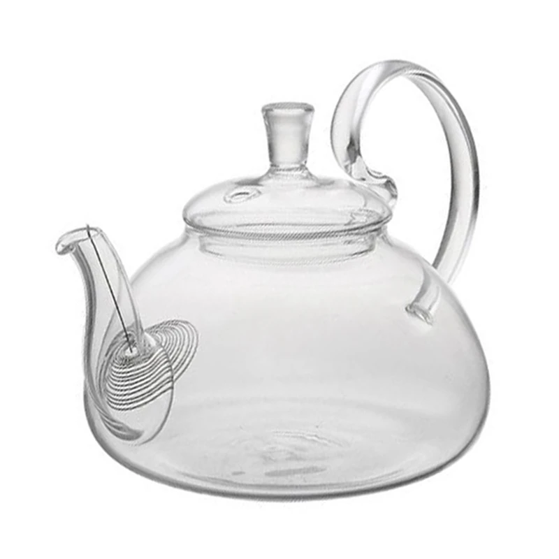 650Ml Heat Resistant High Handle Flower Coffee Glass Tea Pot Blooming Glass Teapot with Strainer