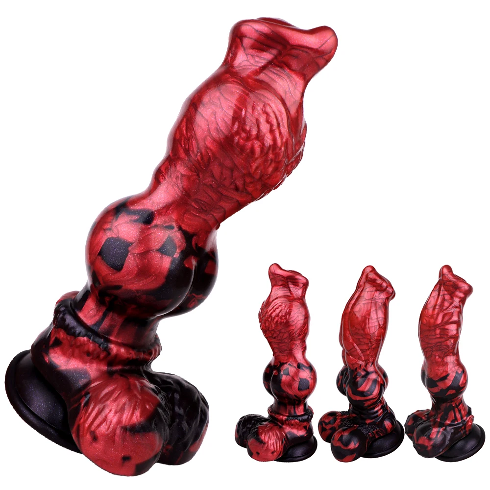 NNSX Fantasy Dog Knot Dildo Anal Plug con Fuerte Ventosa de Silicona Líquida, Masajeador de Punto G y Punto P, Productos Sexuales para Parejas