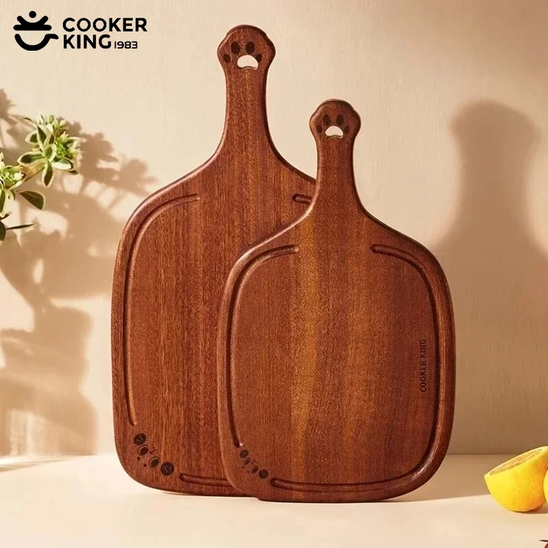 

COOKER KING Ebony Wood Chopping Board with Handle Mold-proof Pizza＆Bread＆Meat Profession Cutting Board Panel Cut-resistant