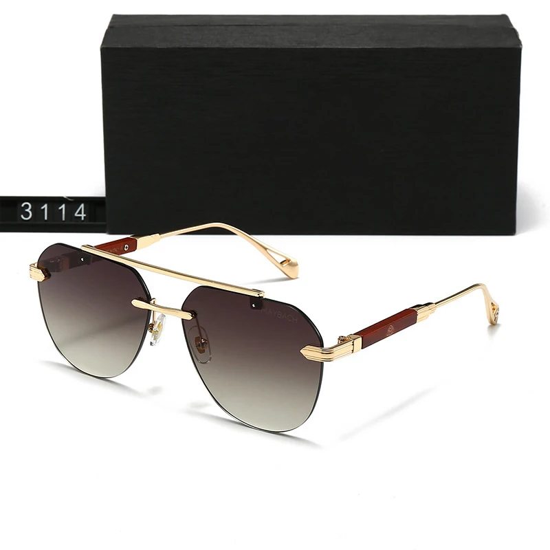 

Солнцезащитные очки 3114 Luxury Aviator без оправы, унисекс, с двойной перемычкой, золотистые металлические, с градиентными линзами, UV400, винтажные, дизайнерские.