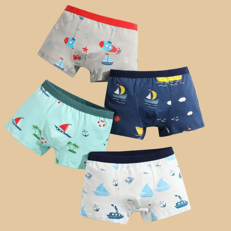 4 teile/los Jungen Boxer Briefs Kinder Baumwolle Unterwäsche Baby Jungen Unterhose Teenager Cartoon Print Weiche Kinder Höschen 2-15Y 2024 Neue – Detail 7