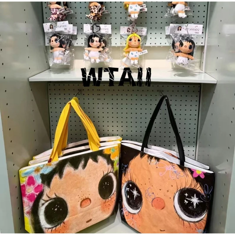 Star Eyes Cartoon Girl Print Umhängetasche, Damen-Einkaufstasche aus PVC mit großem Fassungsvermögen, leichte Einkaufstasche, Einkaufstasche für den Arbeitsweg – Detail 12