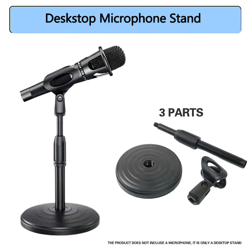 Microphone Stand Desktop Tripod Adjustable Mic Stand Live Streaming Desktop Stand Microphone Clip Stand Accessories