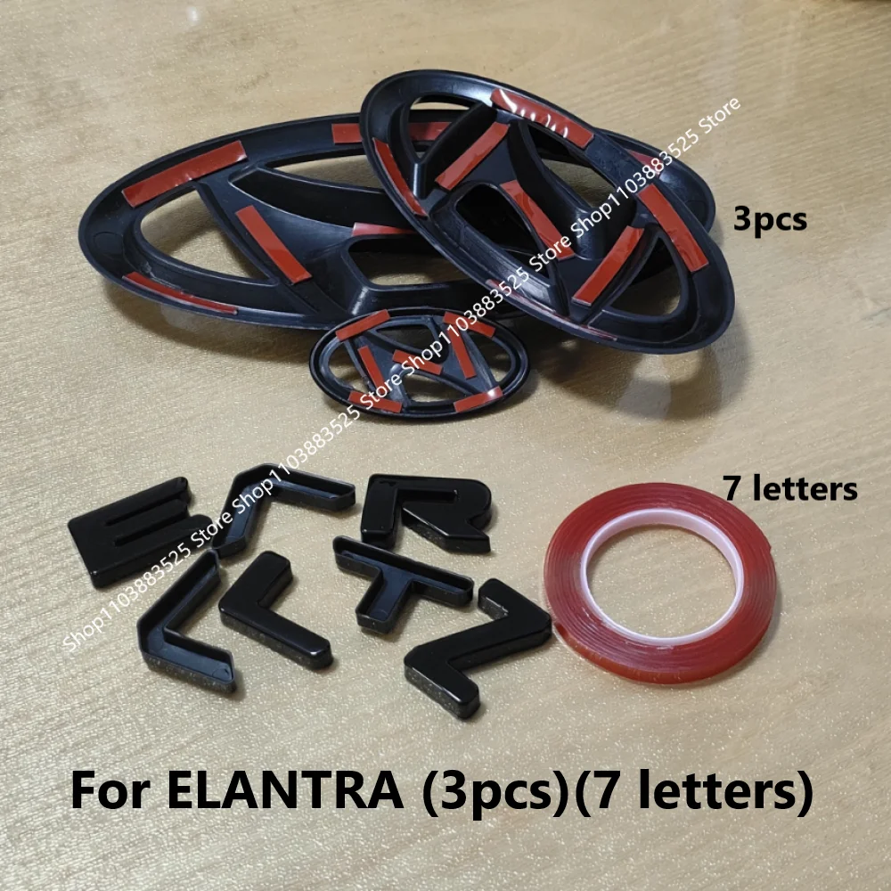 3/7/10PCS for ELANTRA 2016-2024 Car Center Logo Front Emblem Rear Trunk Badge Emblem Cover Shell Steering Wheel Sticker