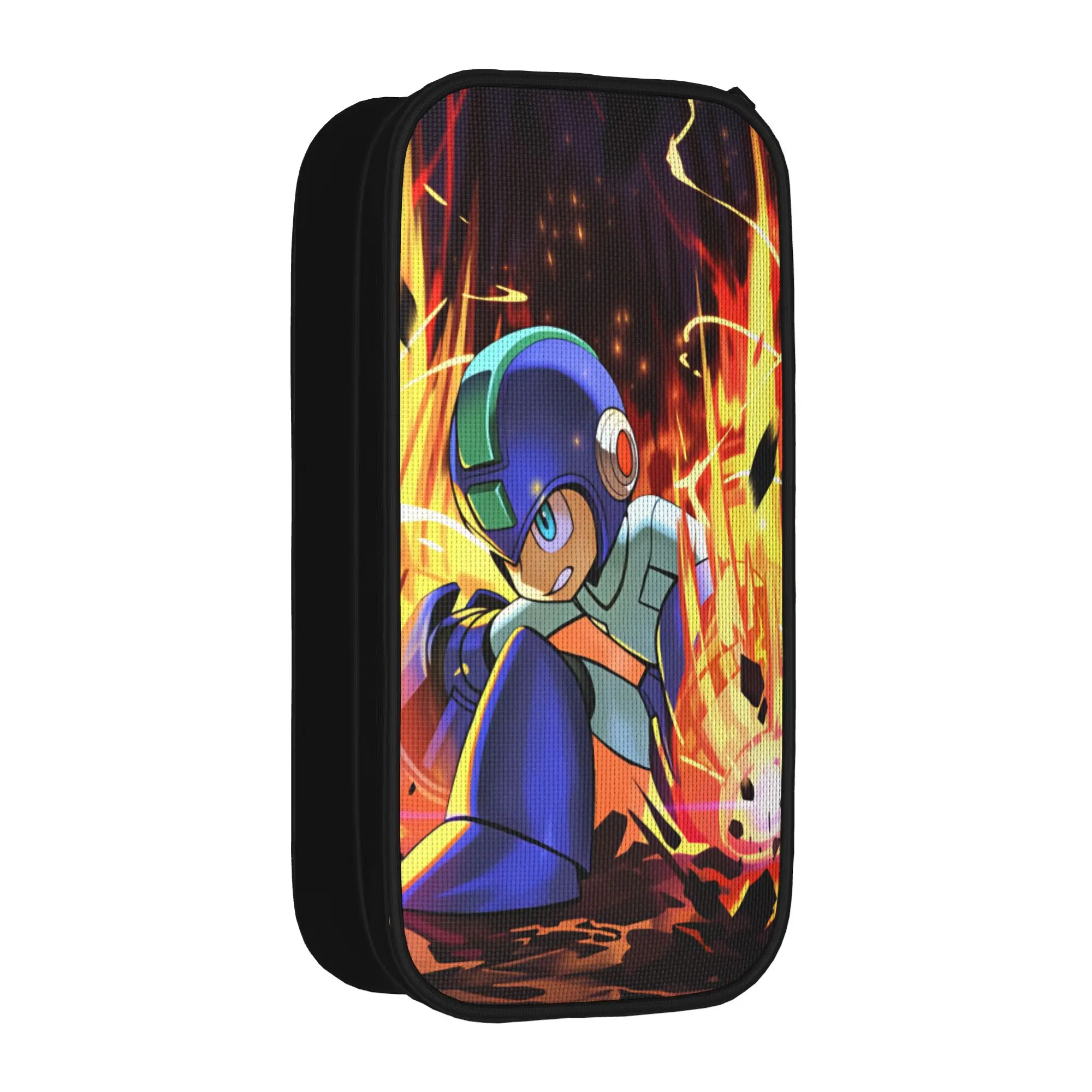Mega Man Pencil Case  University Pencil Pouch Boy Girl Double Layer Cool School Pencil Cases Custom DIY Supplies